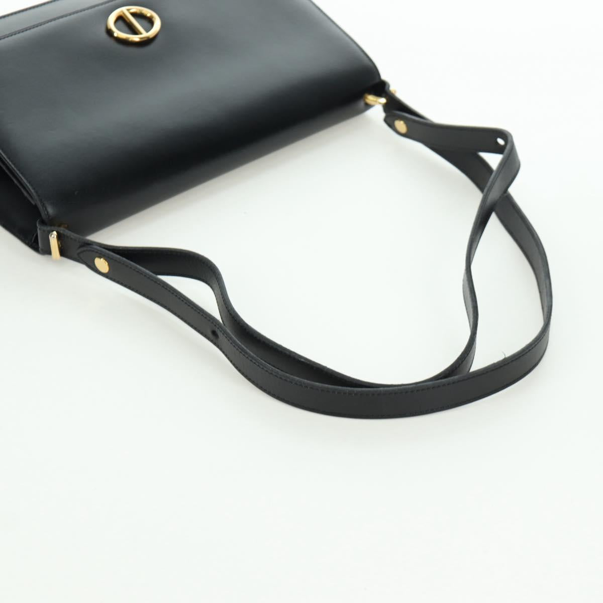 Christian Dior Shoulder Bag Leather Gold Black Auth 172851V