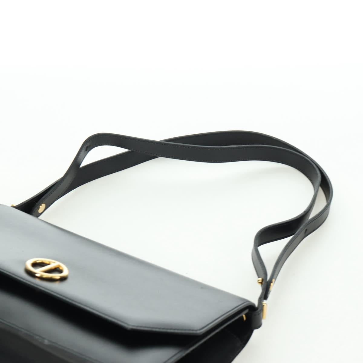 Christian Dior Shoulder Bag Leather Gold Black Auth 172851V