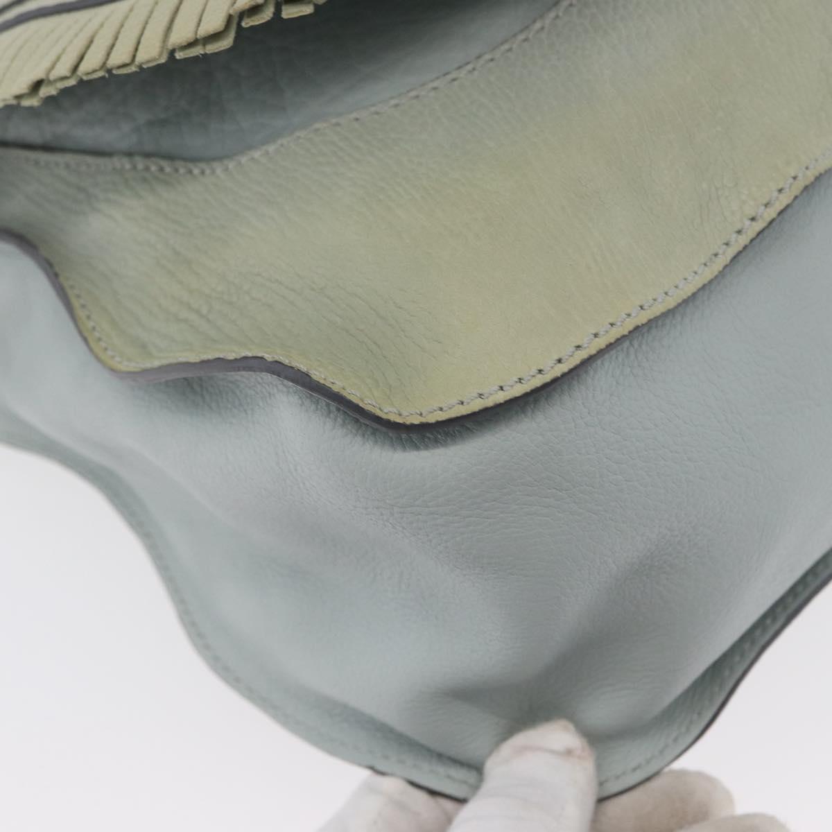 Chloe Marcie Hand Bag Leather Green Gold Auth 172852