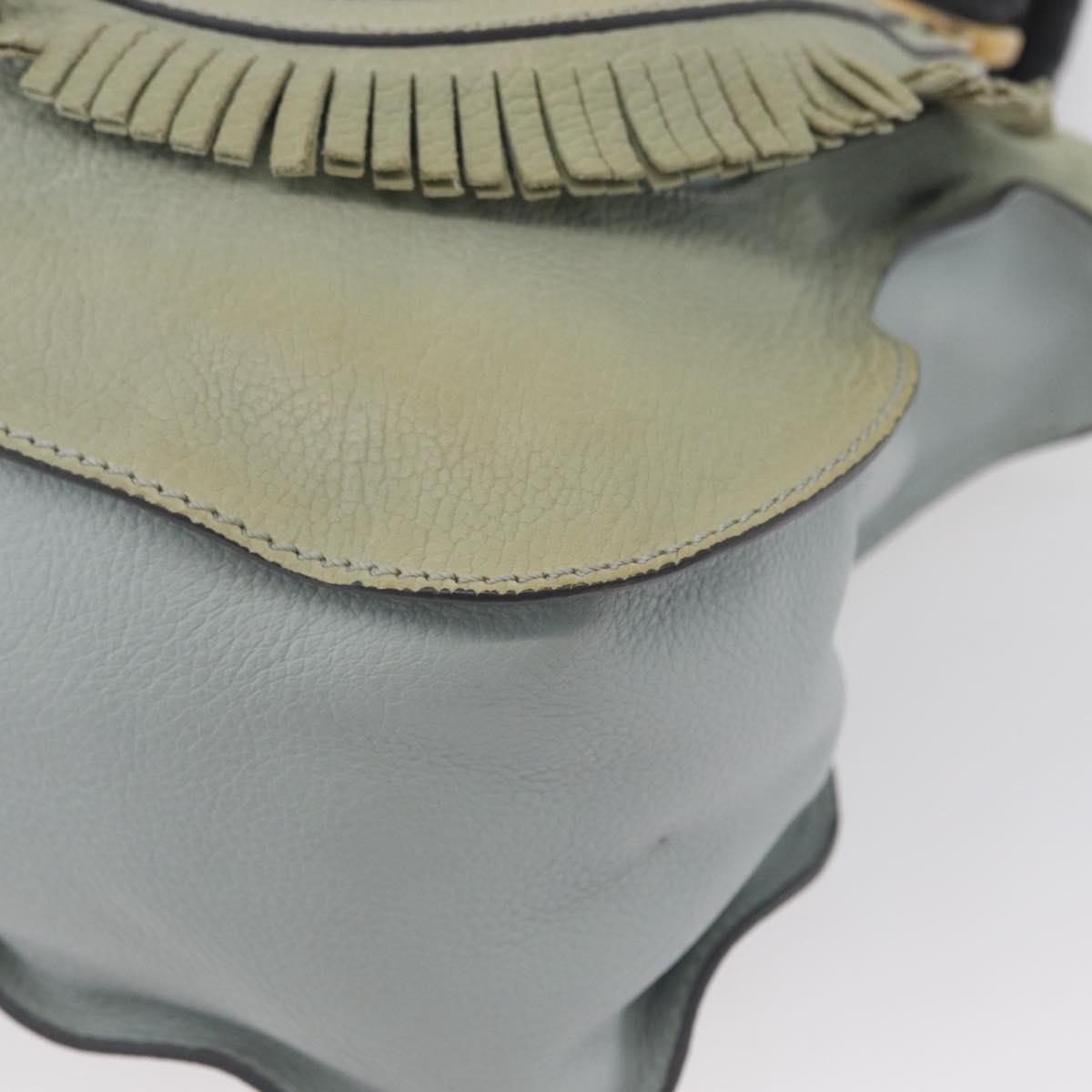 Chloe Marcie Hand Bag Leather Green Gold Auth 172852