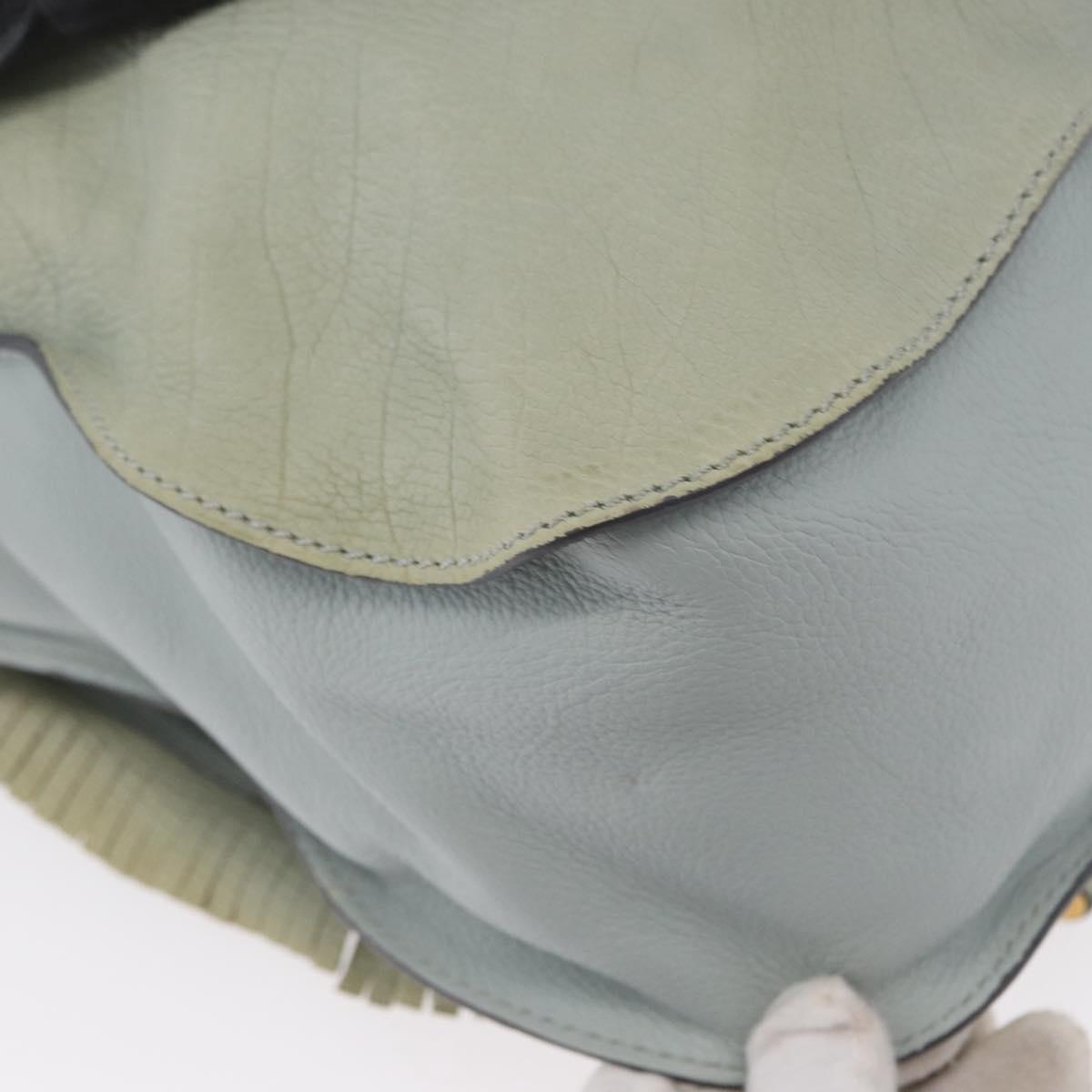 Chloe Marcie Hand Bag Leather Green Gold Auth 172852