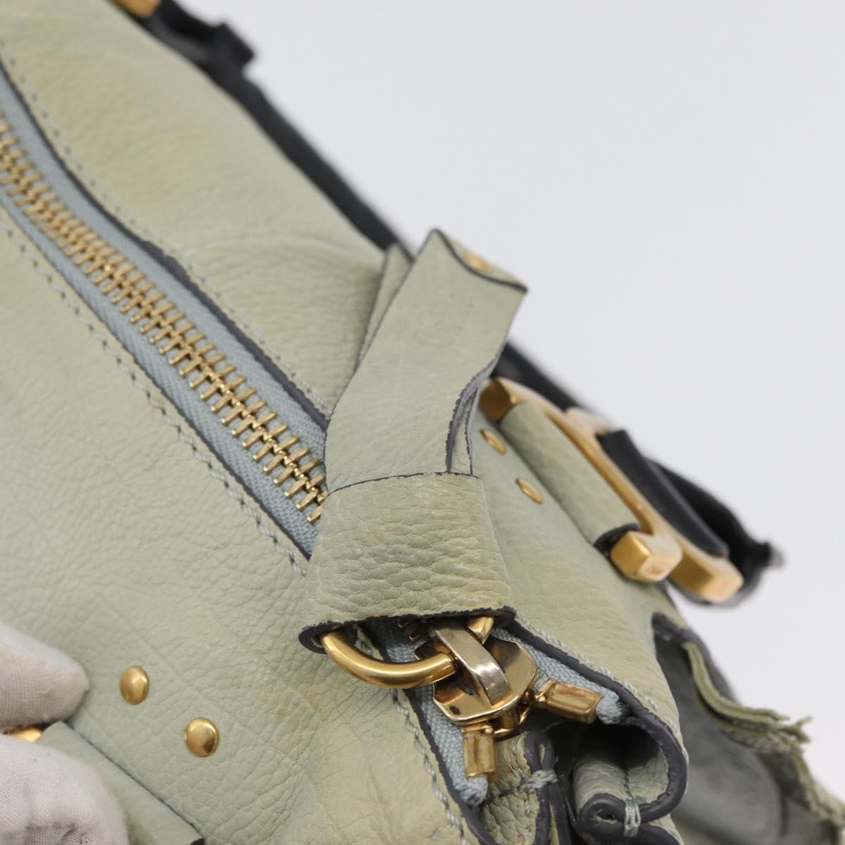 Chloe Marcie Hand Bag Leather Green Gold Auth 172852