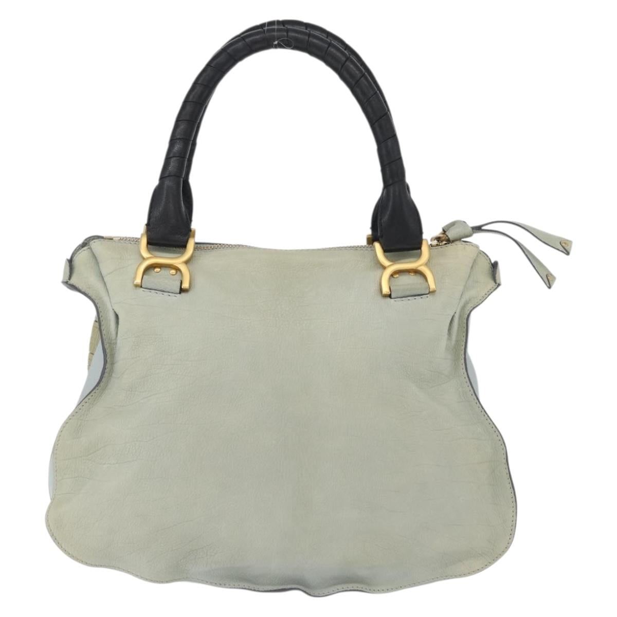 Chloe Marcie Hand Bag Leather Green Gold Auth 172852