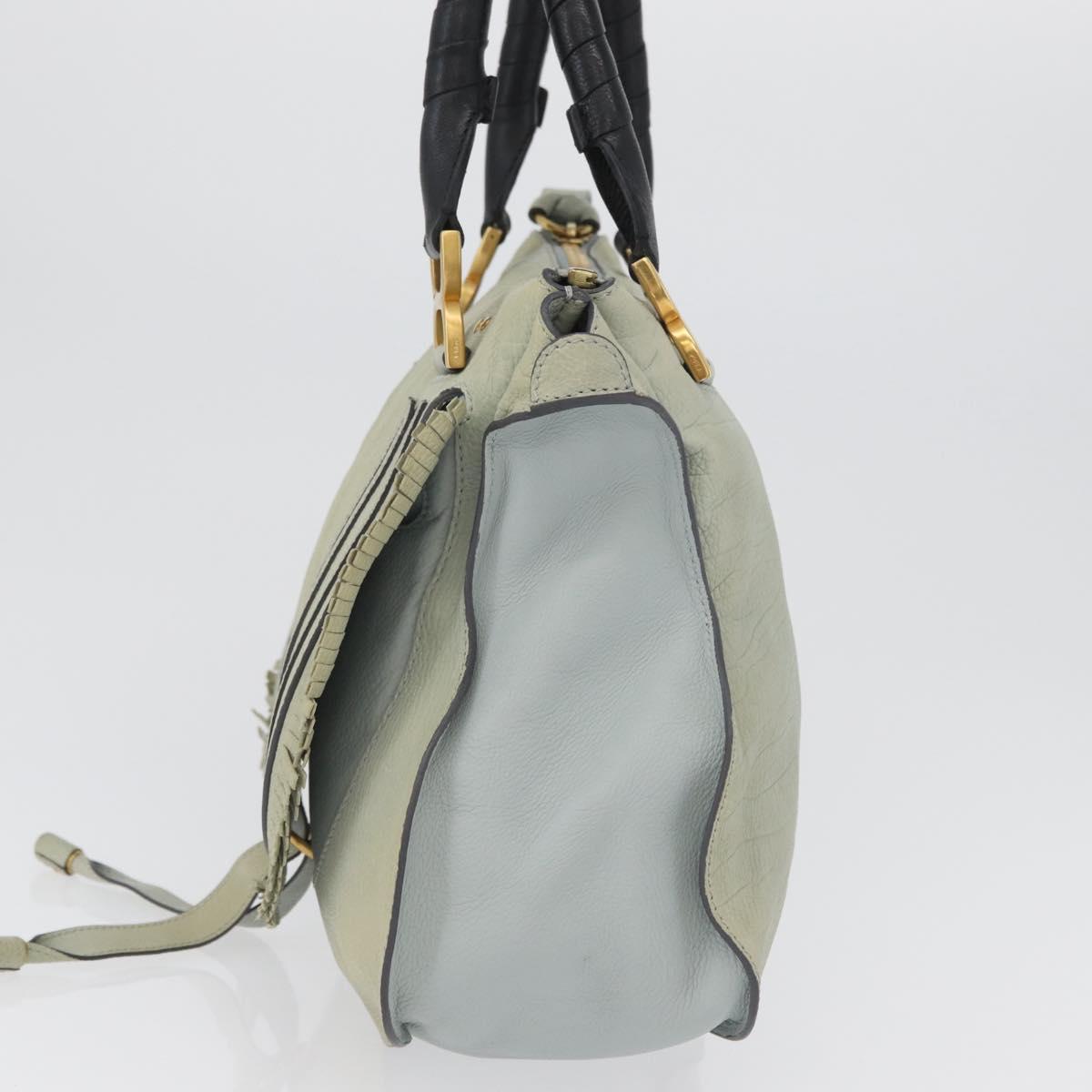 Chloe Marcie Hand Bag Leather Green Gold Auth 172852