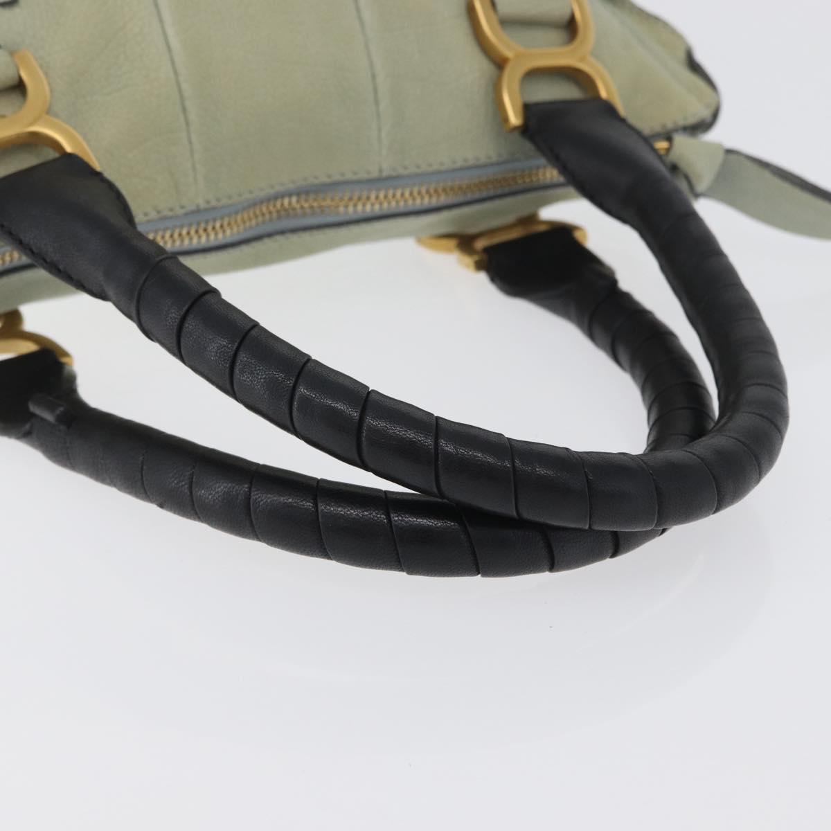 Chloe Marcie Hand Bag Leather Green Gold Auth 172852