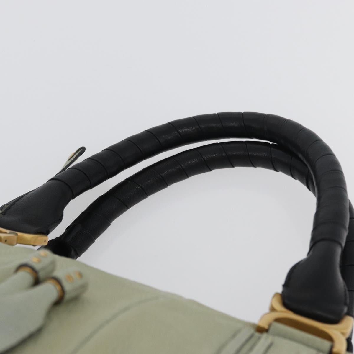 Chloe Marcie Hand Bag Leather Green Gold Auth 172852