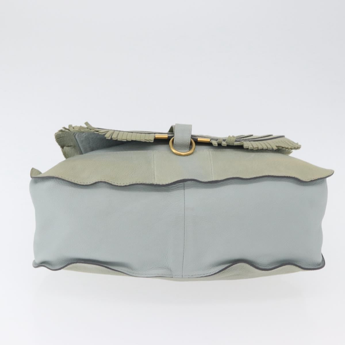 Chloe Marcie Hand Bag Leather Green Gold Auth 172852