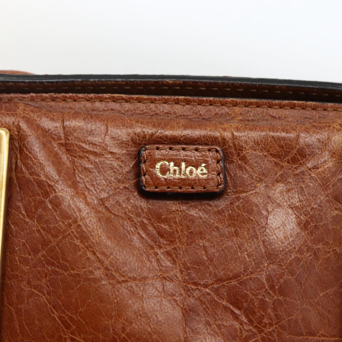 Chloe Etel Hand Bag Leather Brown Gold Auth 172853