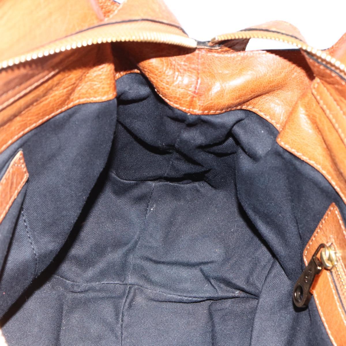 Chloe Etel Hand Bag Leather Brown Gold Auth 172853