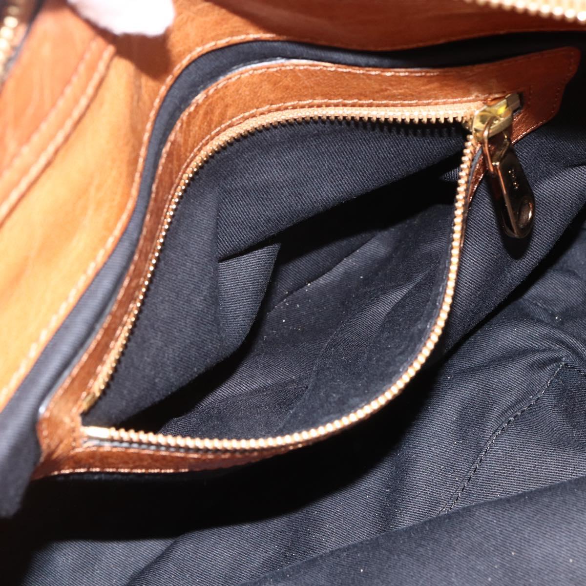Chloe Etel Hand Bag Leather Brown Gold Auth 172853