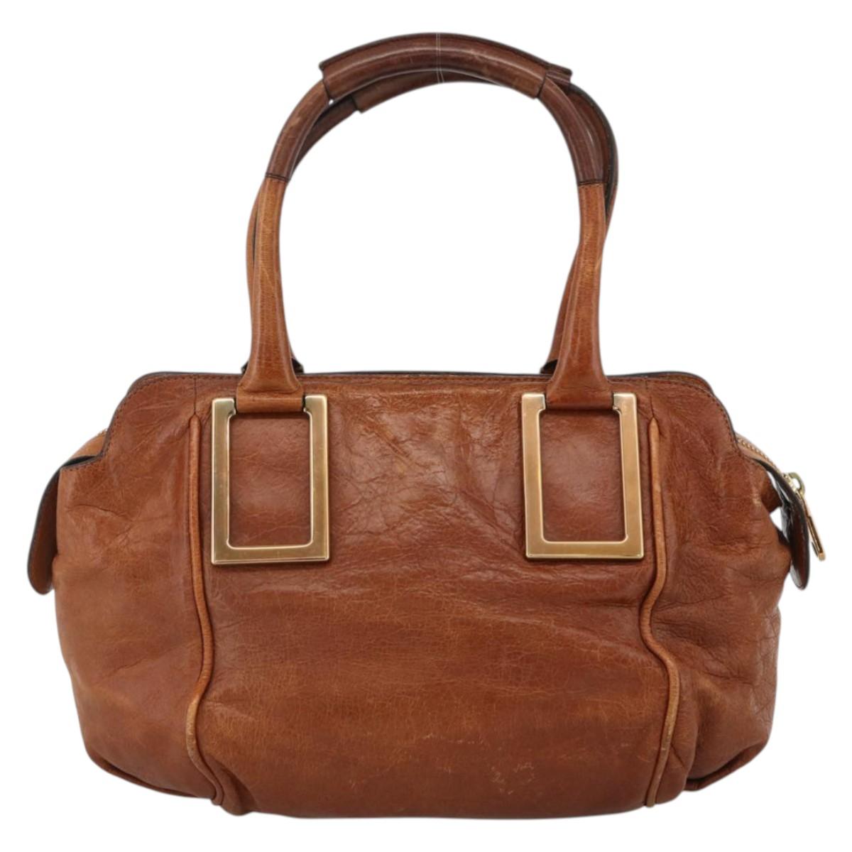 Chloe Etel Hand Bag Leather Brown Gold Auth 172853