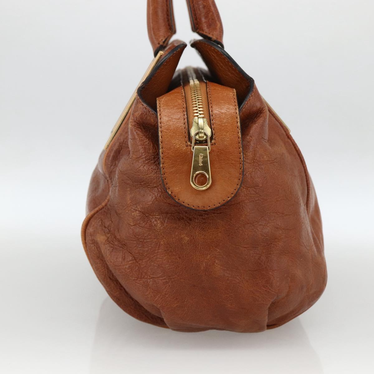 Chloe Etel Hand Bag Leather Brown Gold Auth 172853