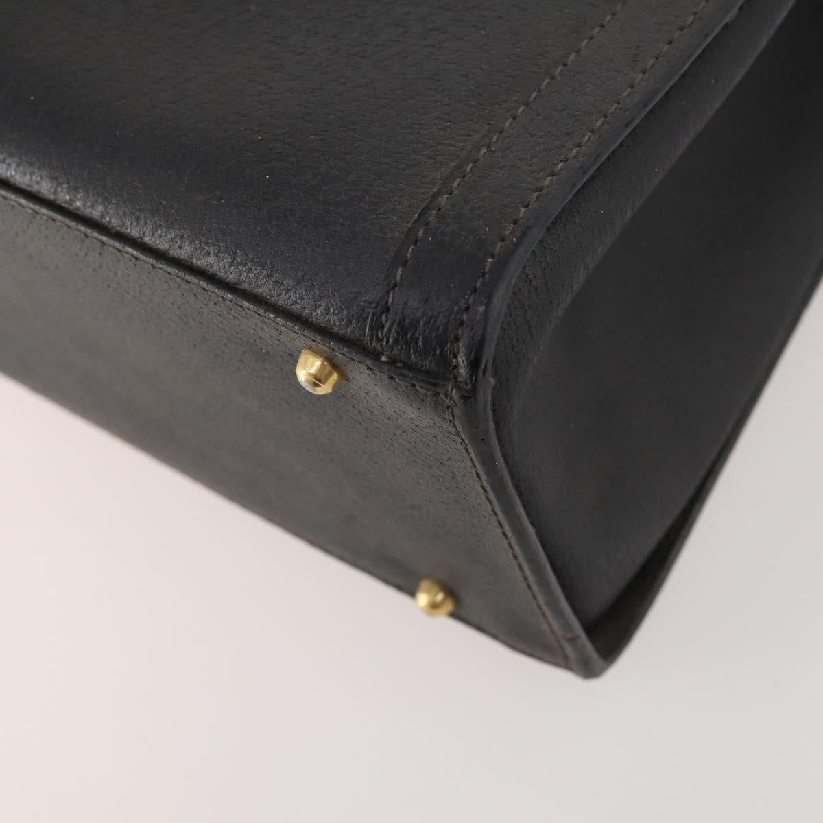 GUCCI Bamboo Hand Bag Leather Black Gold 002 123 0260 Auth 172866