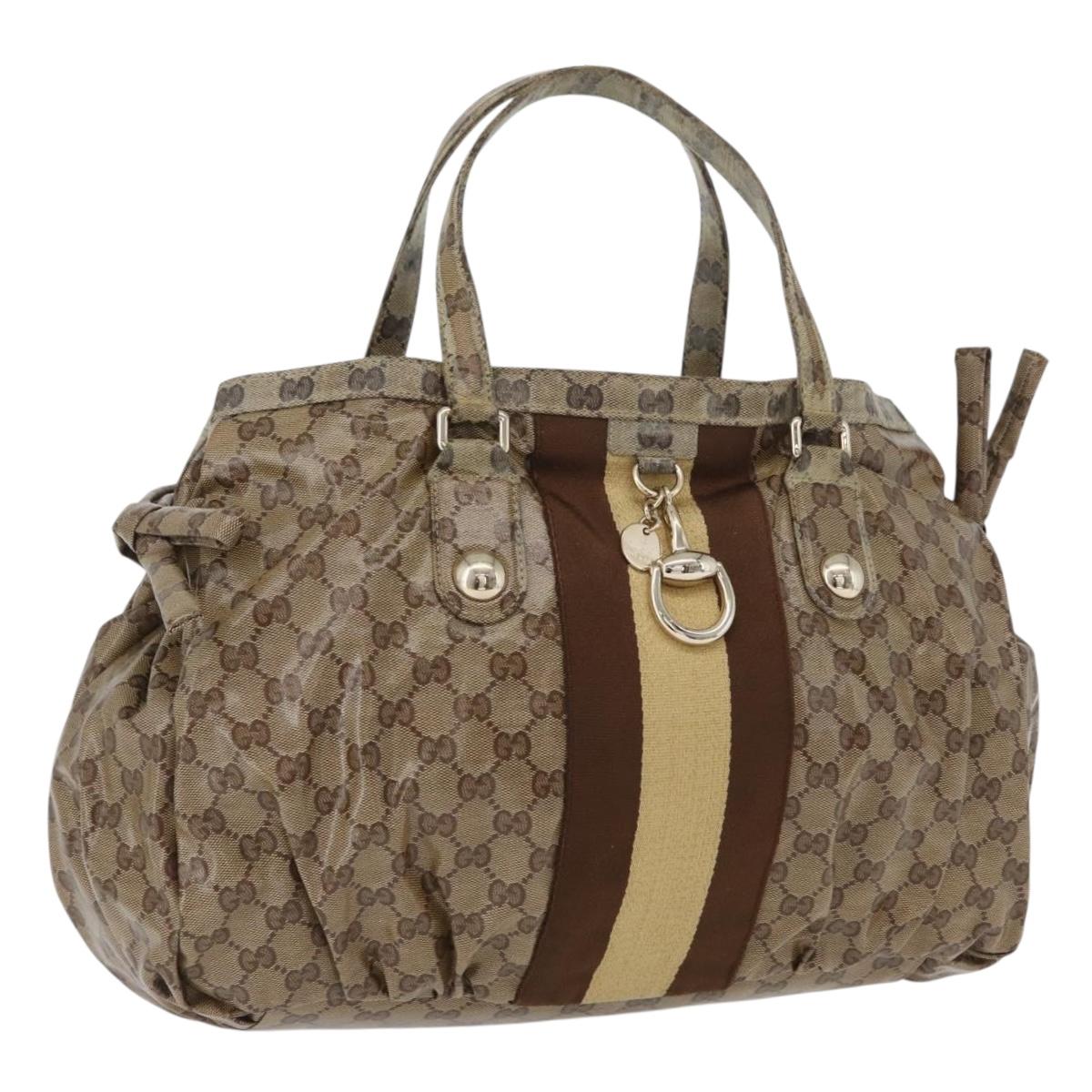GUCCI GG Crystal Tote Bag Coated Canvas Beige Gold 211921 Auth 172867