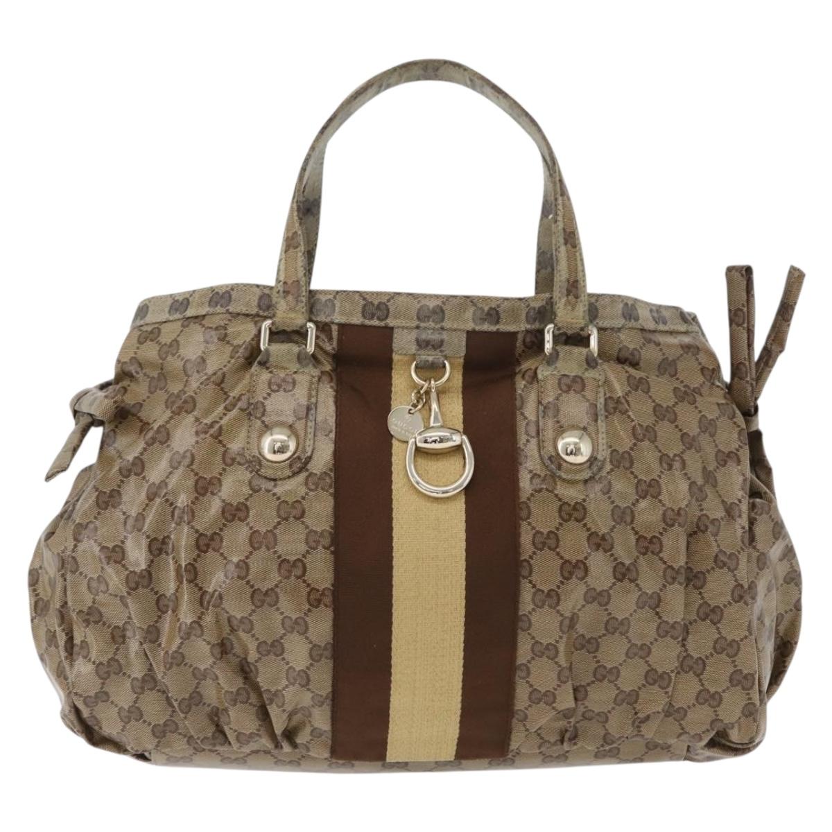 GUCCI GG Crystal Tote Bag Coated Canvas Beige Gold 211921 Auth 172867