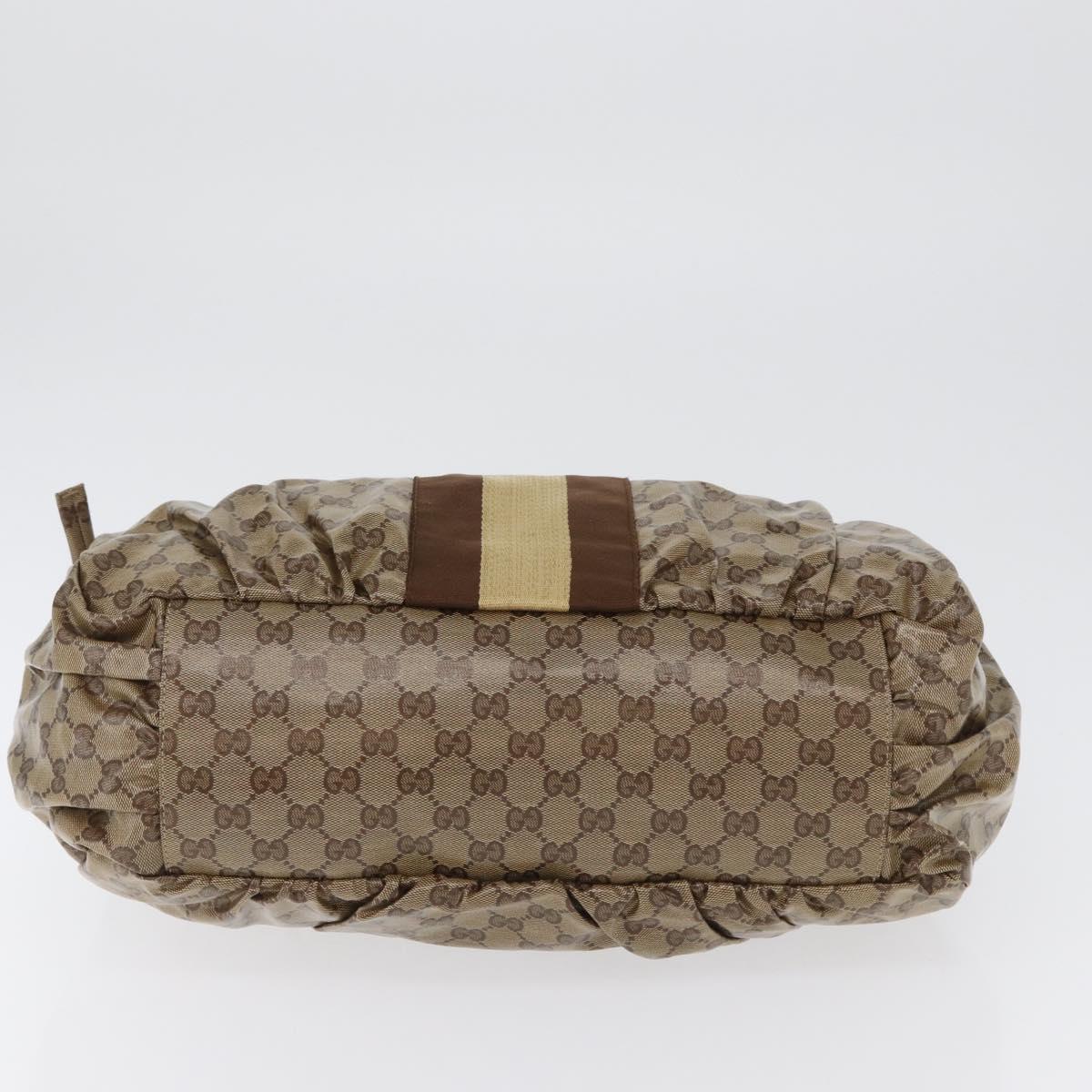 GUCCI GG Crystal Tote Bag Coated Canvas Beige Gold 211921 Auth 172867