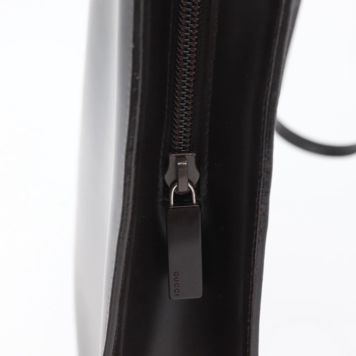 GUCCI Shoulder Bag Patent leather Brown 002 1007 Auth 172868