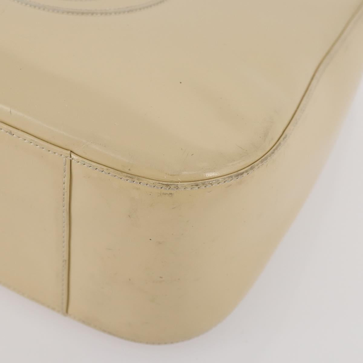 GUCCI Shoulder Bag Patent leather Beige Silver 001 2214 1703 Auth 172870