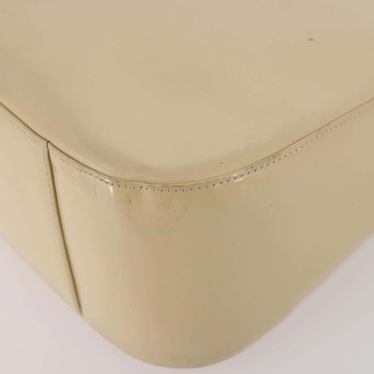 GUCCI Shoulder Bag Patent leather Beige Silver 001 2214 1703 Auth 172870