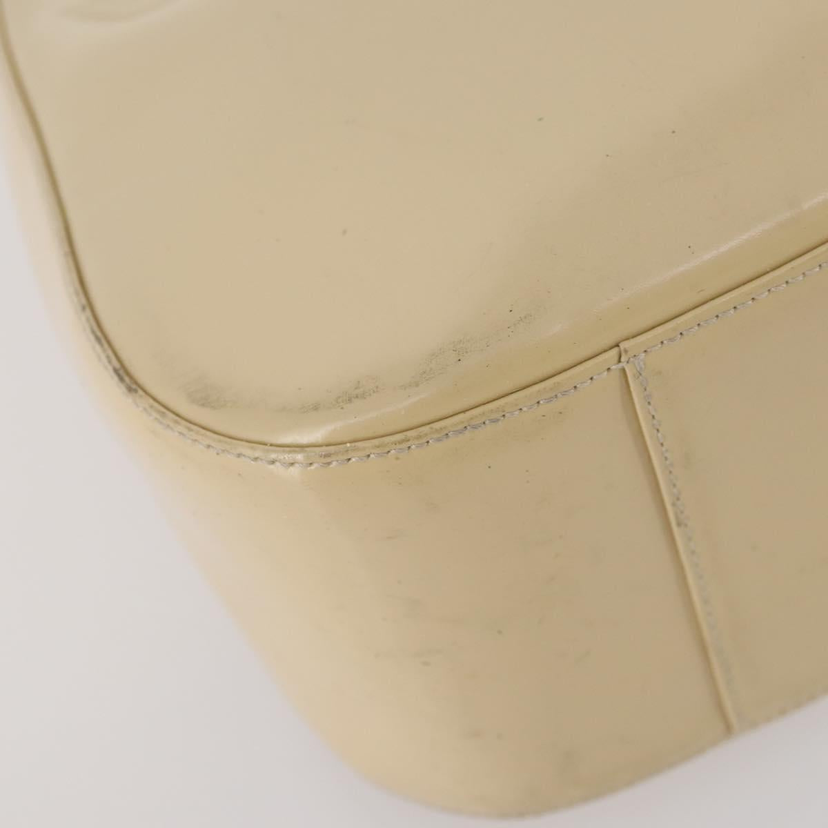 GUCCI Shoulder Bag Patent leather Beige Silver 001 2214 1703 Auth 172870