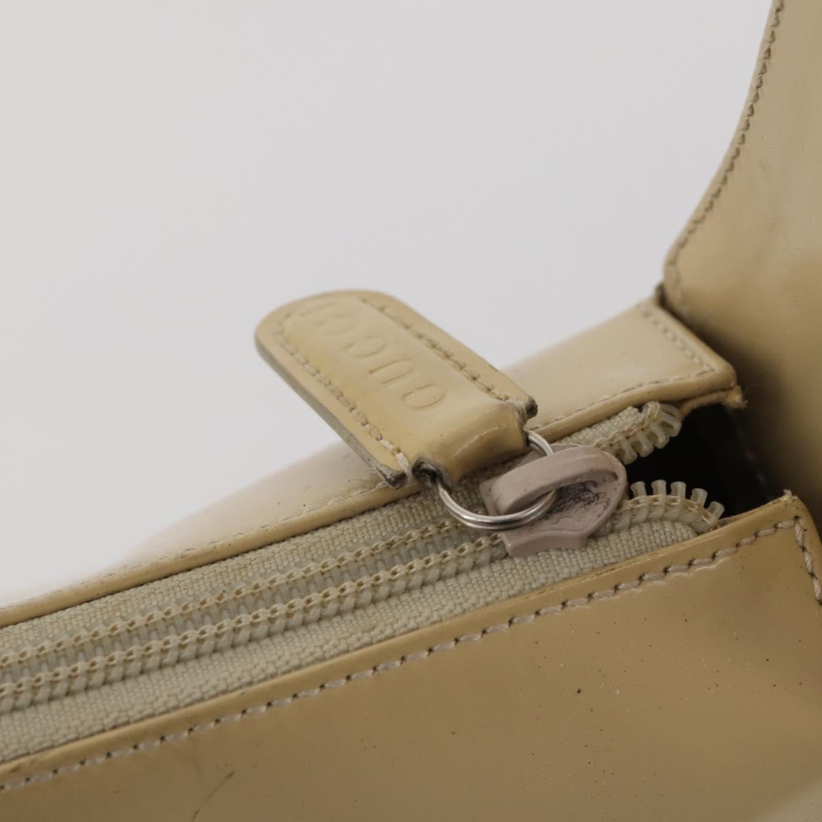 GUCCI Shoulder Bag Patent leather Beige Silver 001 2214 1703 Auth 172870