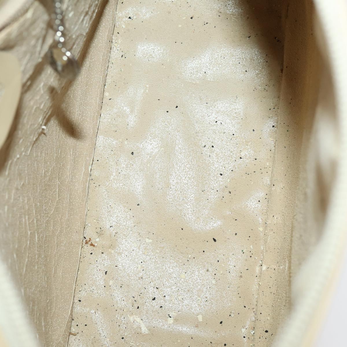 GUCCI Shoulder Bag Patent leather Beige Silver 001 2214 1703 Auth 172870