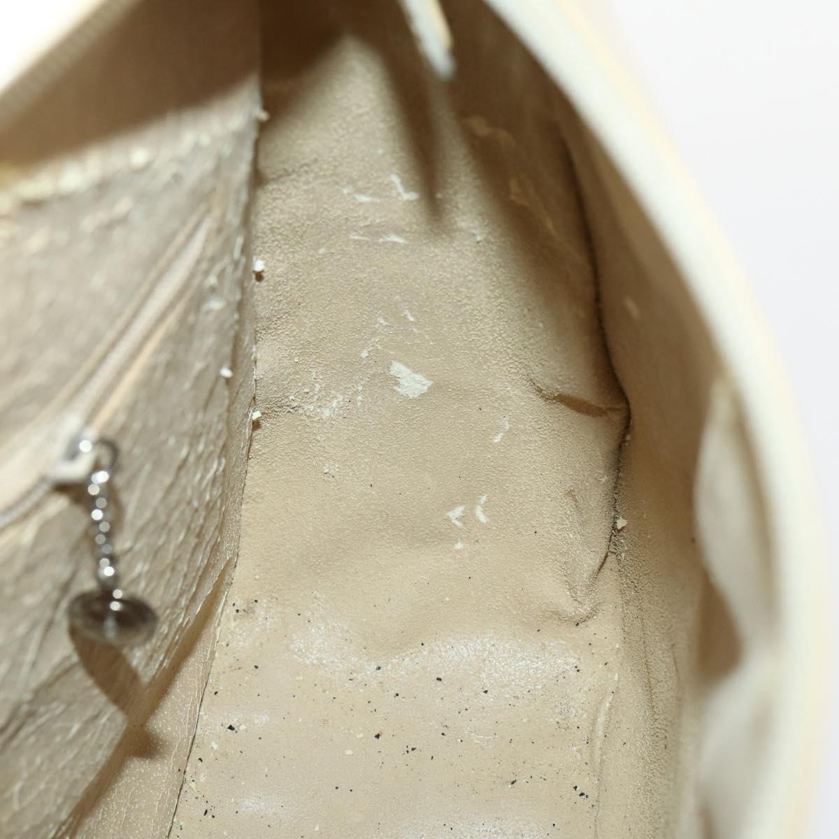 GUCCI Shoulder Bag Patent leather Beige Silver 001 2214 1703 Auth 172870