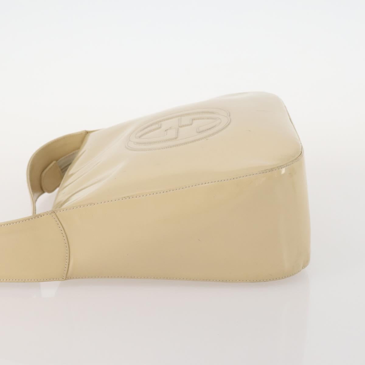 GUCCI Shoulder Bag Patent leather Beige Silver 001 2214 1703 Auth 172870
