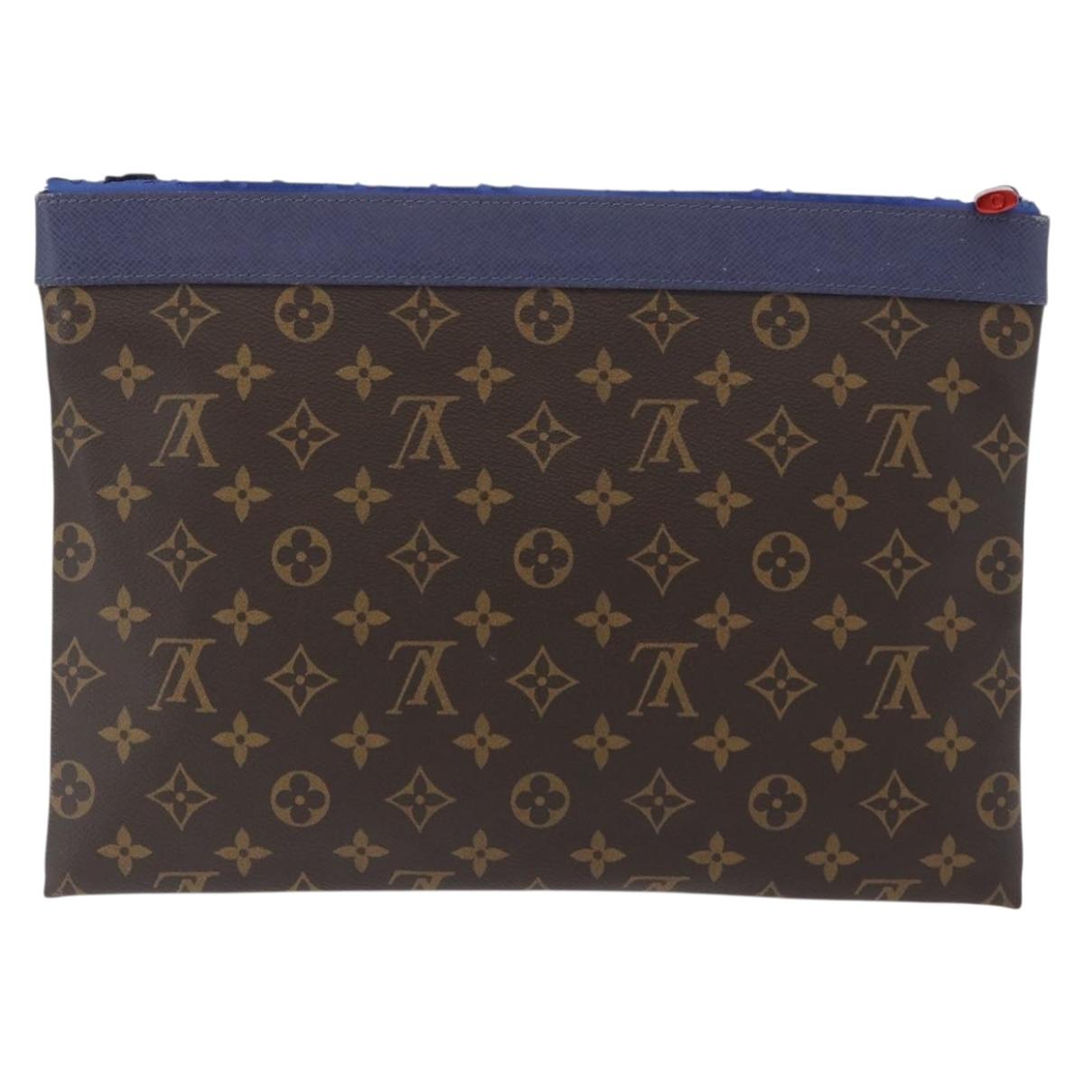 LOUIS VUITTON Monogram Pochette Apollo Clutch Bag Blue M63048 LV Auth 172871