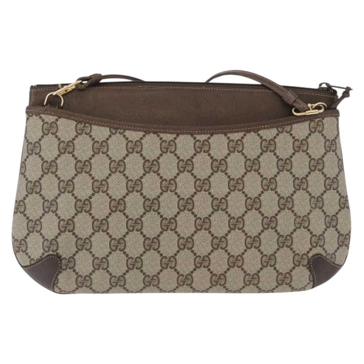 GUCCI GG Supreme Web Sherry Line Shoulder Bag PVC Beige 904 02 026 Auth 172873