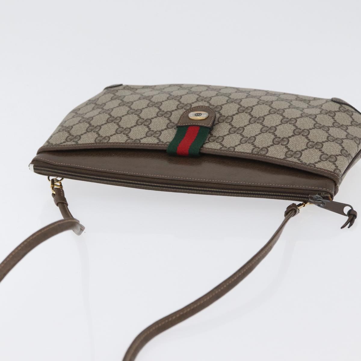 GUCCI GG Supreme Web Sherry Line Shoulder Bag PVC Beige 904 02 026 Auth 172873