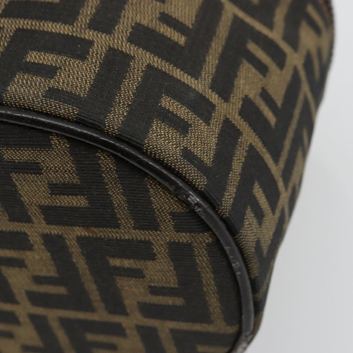 FENDI Zucca Canvas Vanity Hand Bag Black Brown Auth 172874