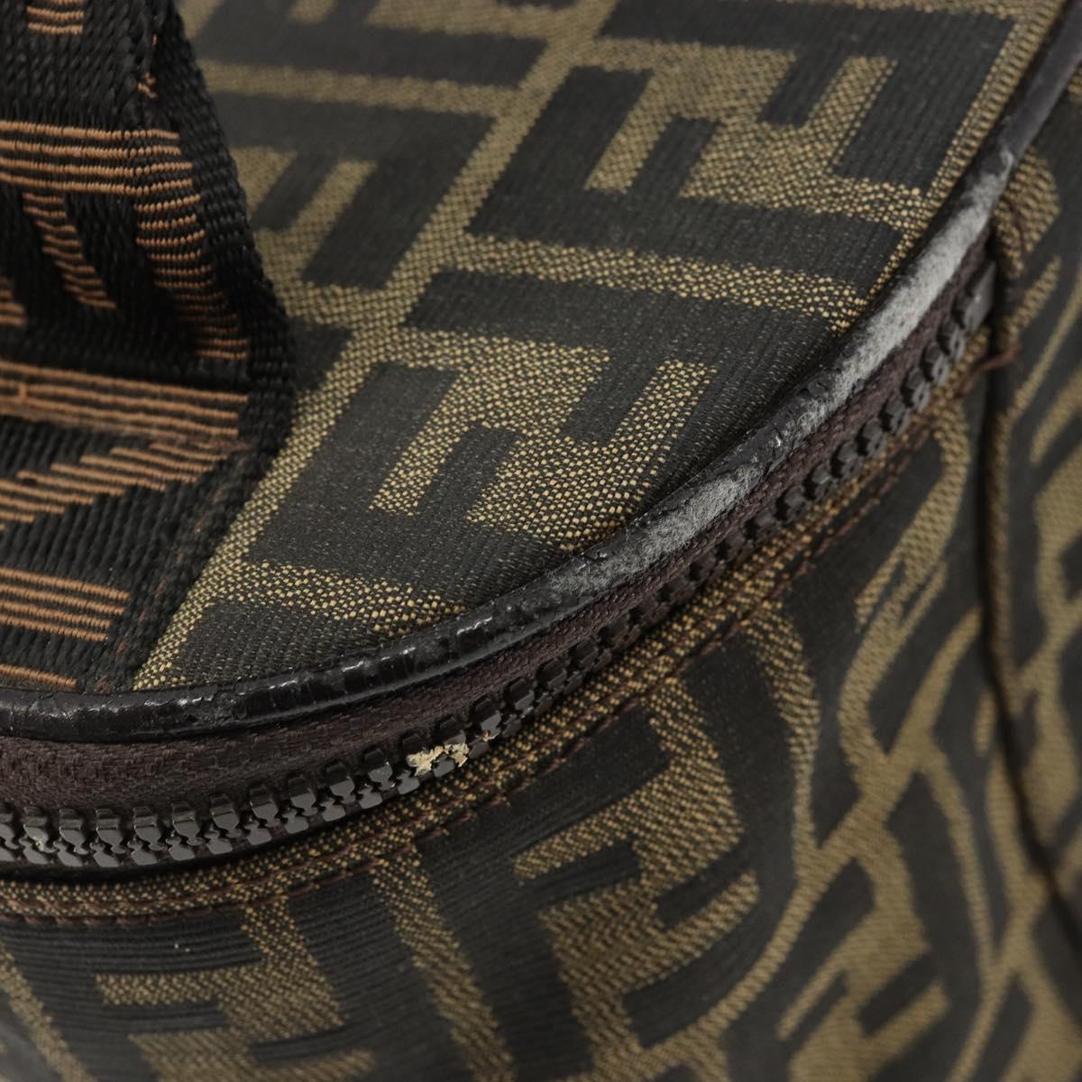 FENDI Zucca Canvas Vanity Hand Bag Black Brown Auth 172874