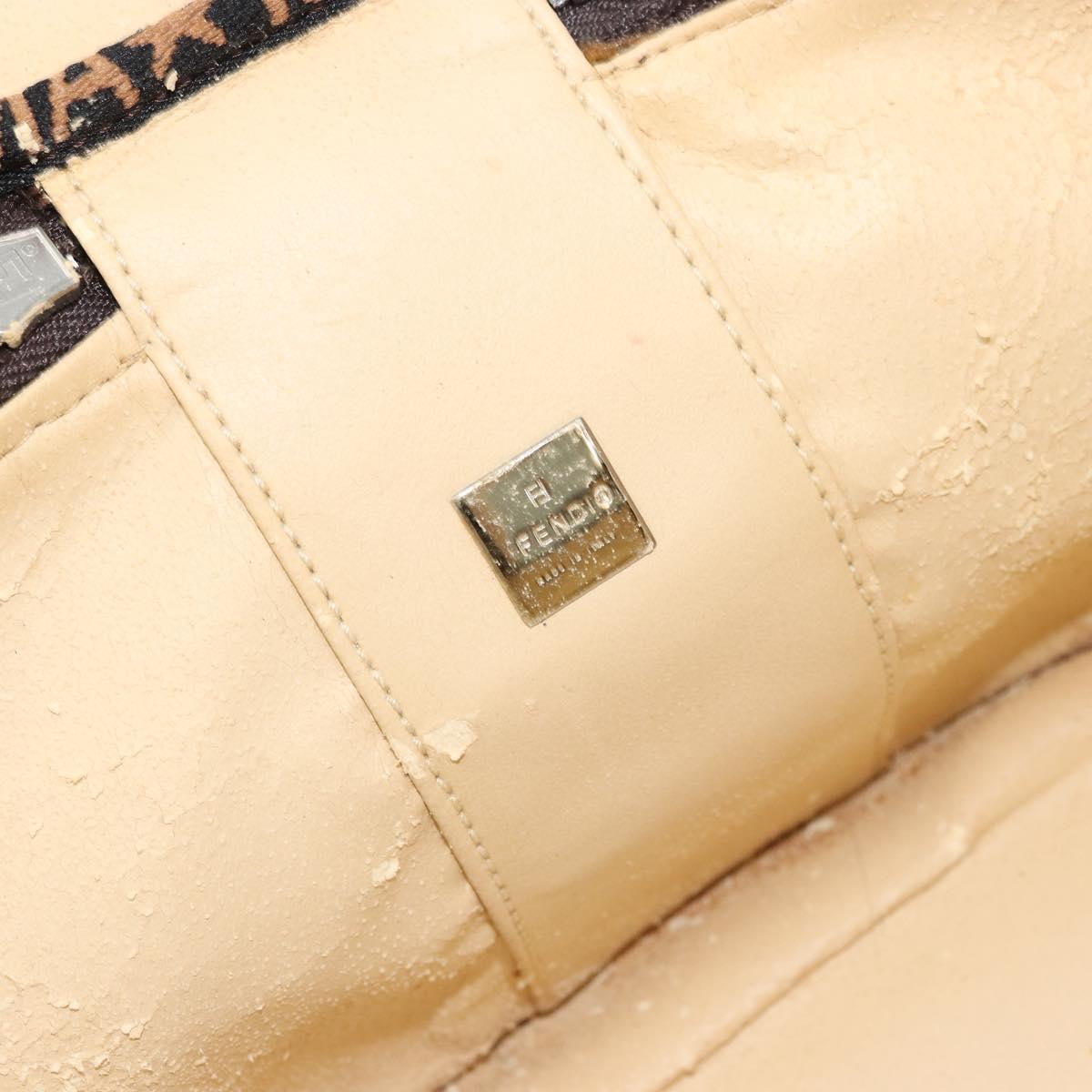 FENDI Zucca Canvas Vanity Hand Bag Black Brown Auth 172874