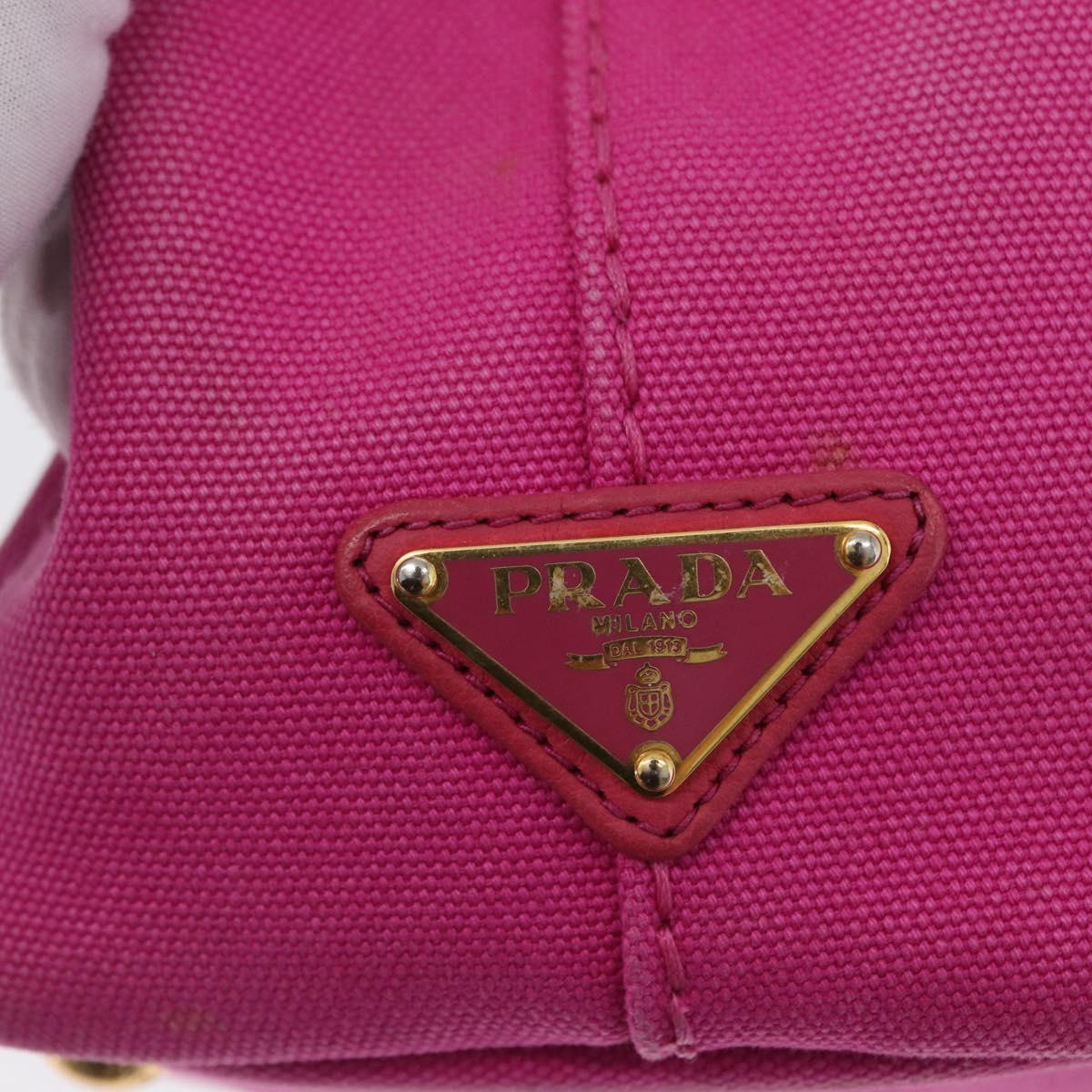 PRADA Canapa PM Hand Bag Canvas Pink Gold Auth 172879