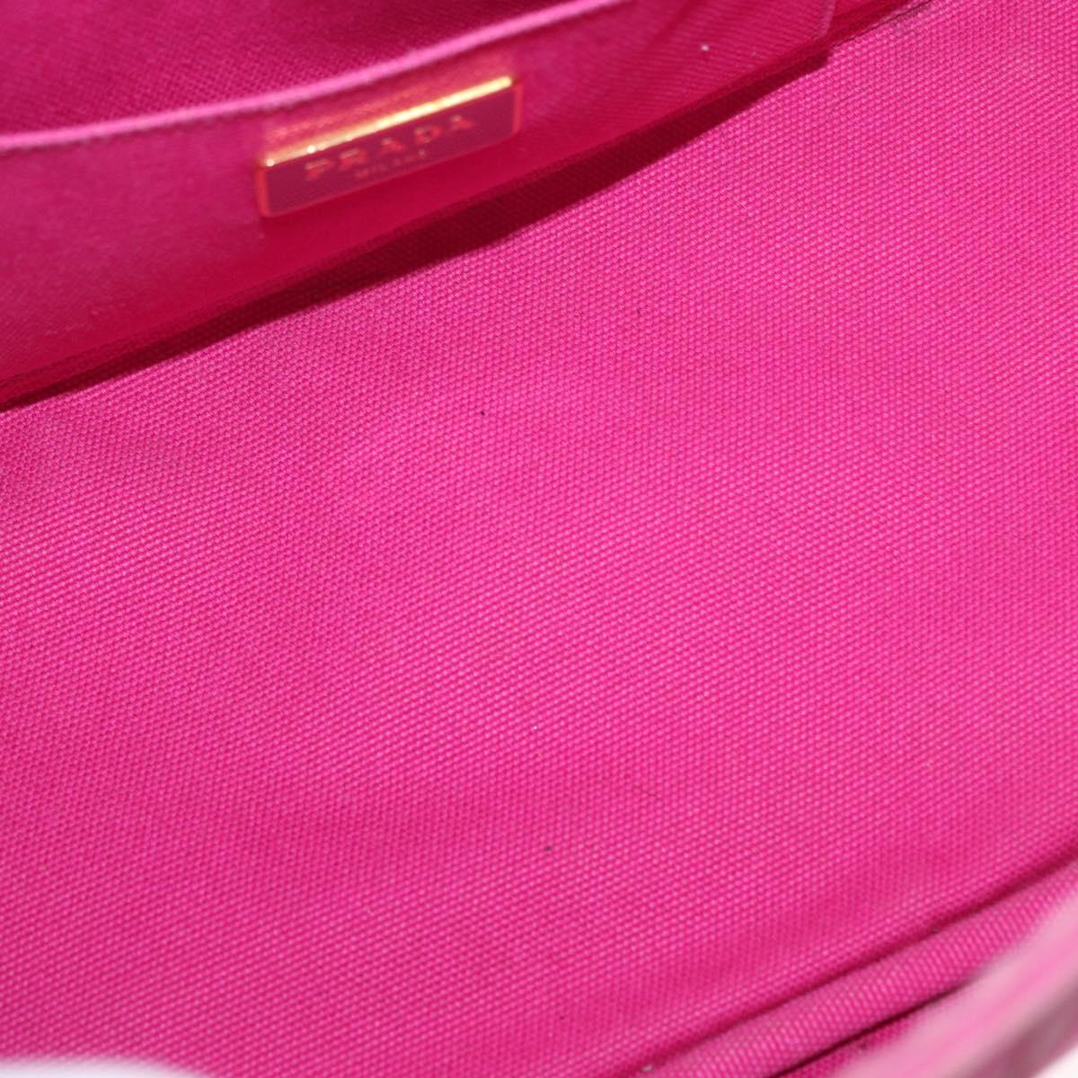 PRADA Canapa PM Hand Bag Canvas Pink Gold Auth 172879
