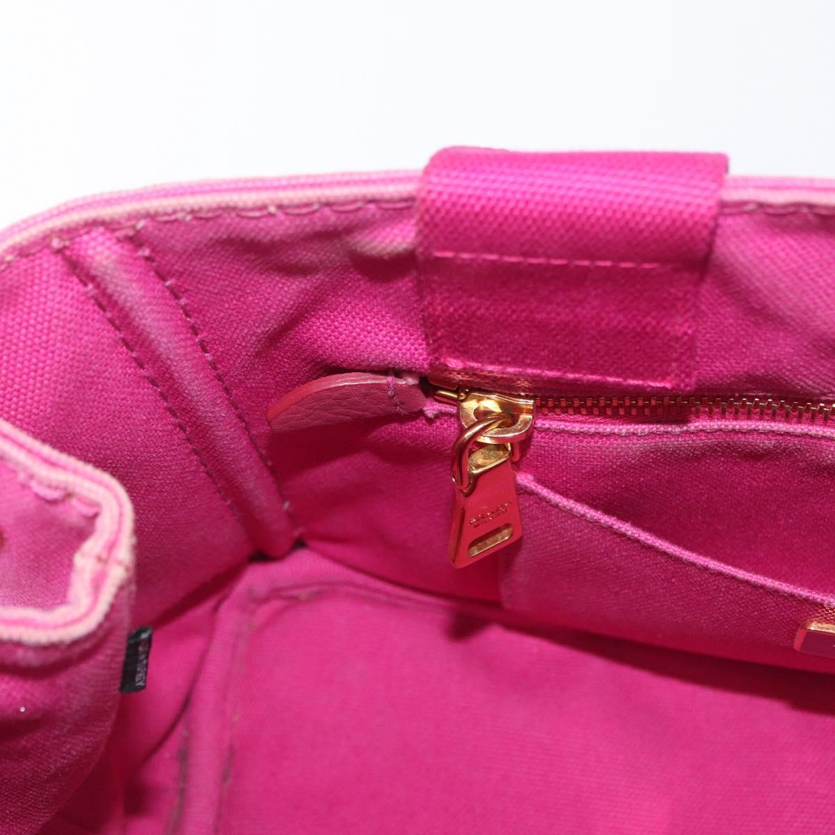 PRADA Canapa PM Hand Bag Canvas Pink Gold Auth 172879