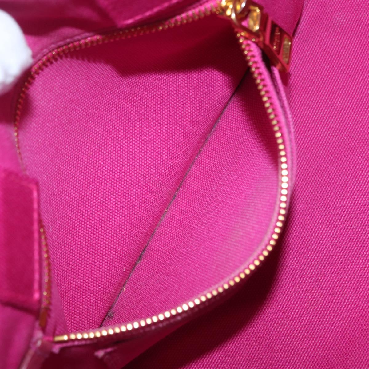 PRADA Canapa PM Hand Bag Canvas Pink Gold Auth 172879