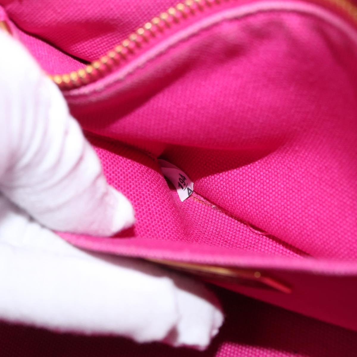 PRADA Canapa PM Hand Bag Canvas Pink Gold Auth 172879