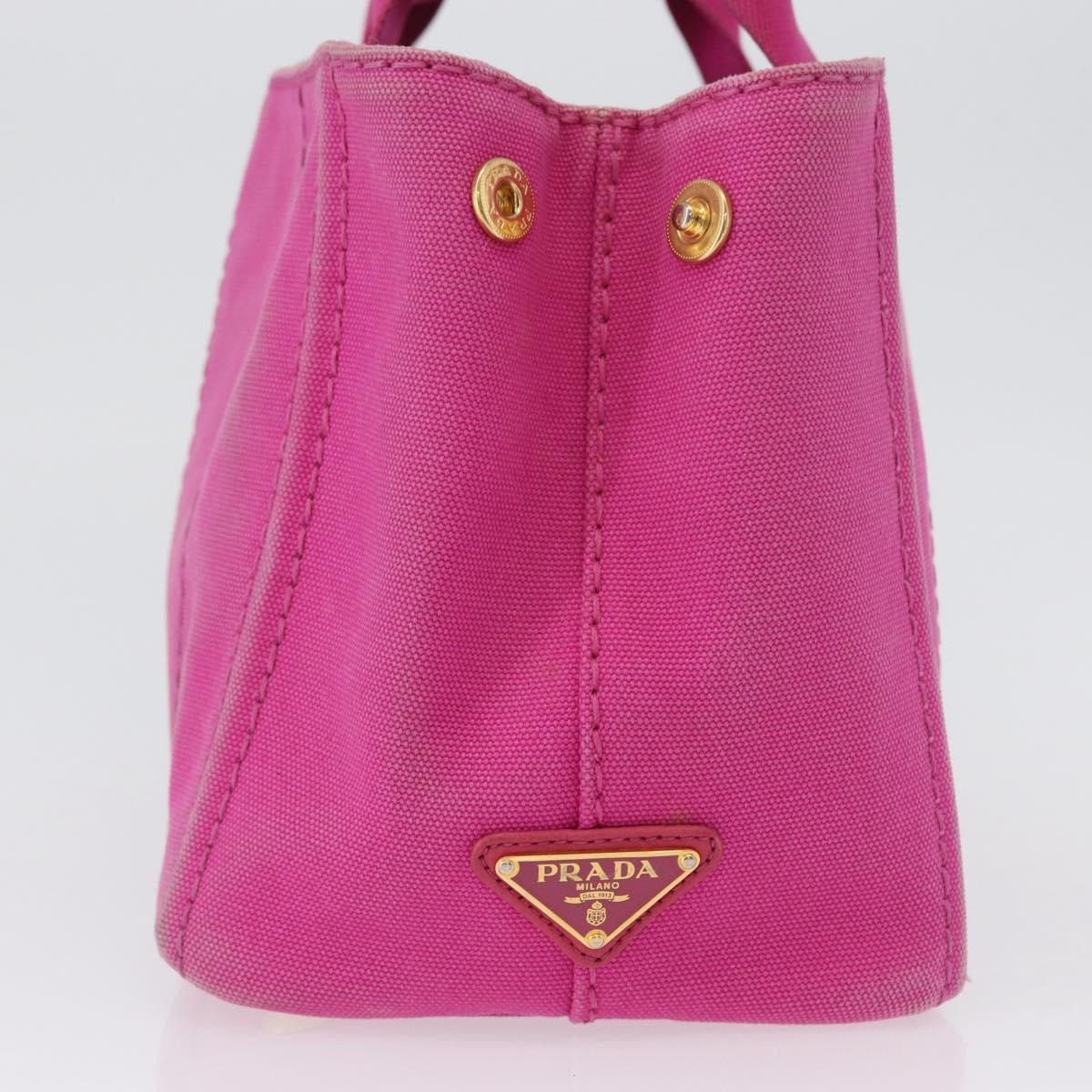 PRADA Canapa PM Hand Bag Canvas Pink Gold Auth 172879