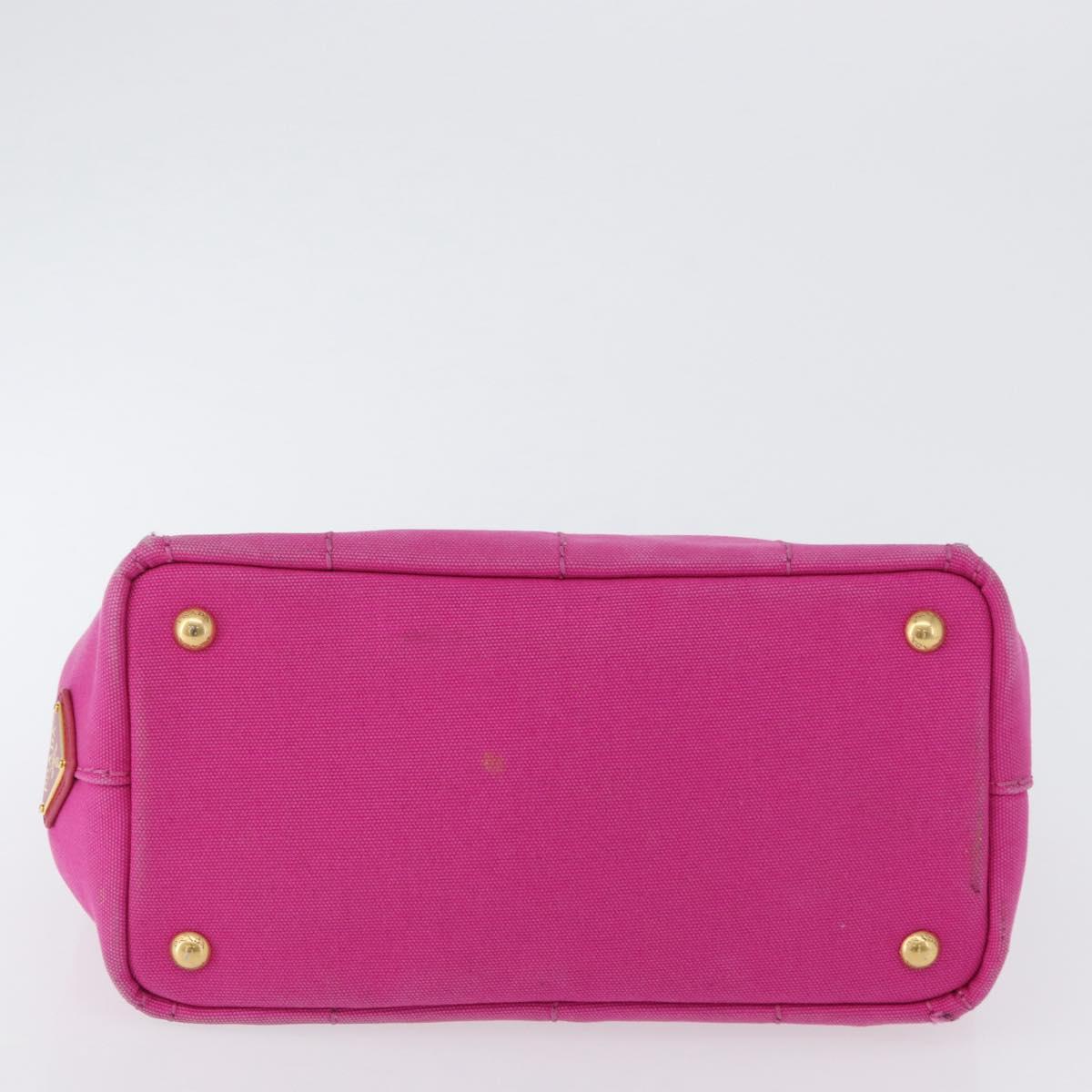 PRADA Canapa PM Hand Bag Canvas Pink Gold Auth 172879