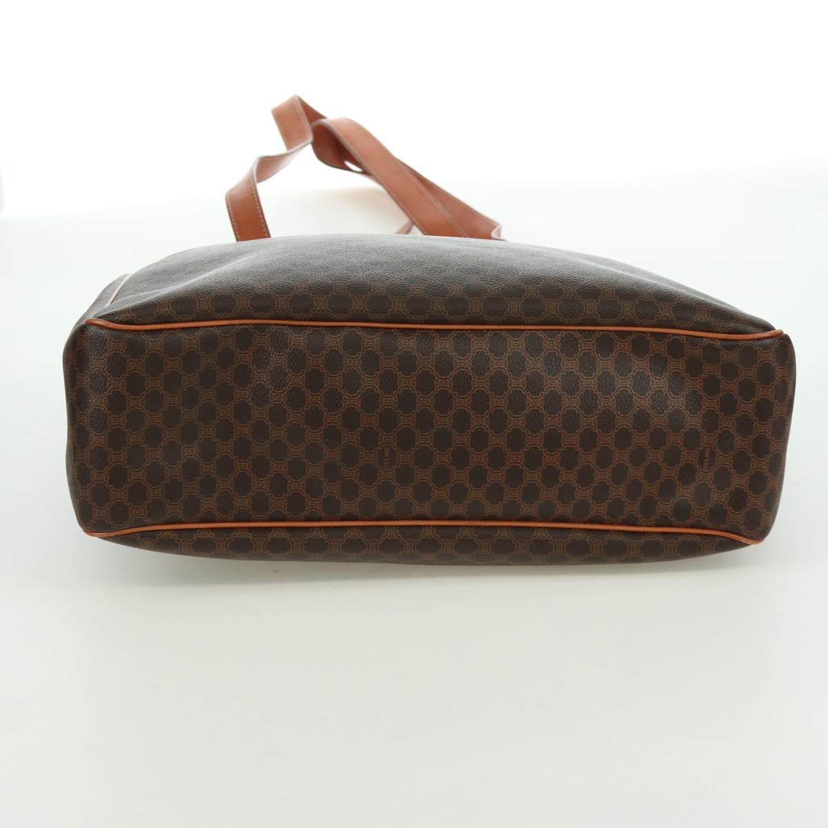 CELINE Macadam Canvas Tote Bag PVC Leather Brown Gold Auth 172882V