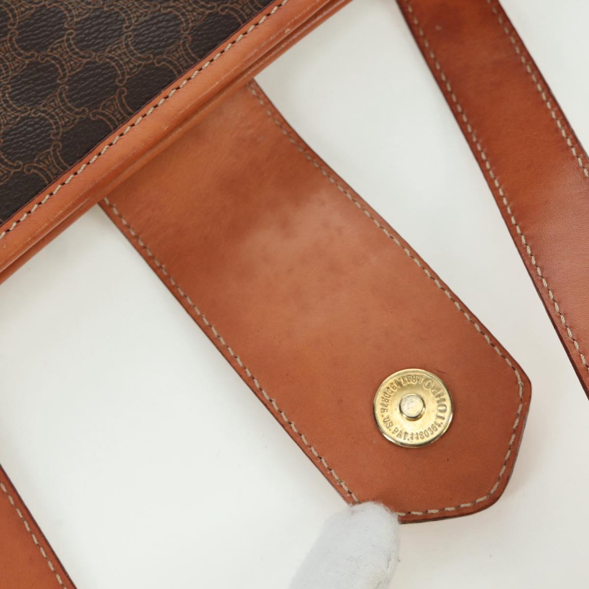 CELINE Macadam Canvas Tote Bag PVC Leather Brown Gold Auth 172882V