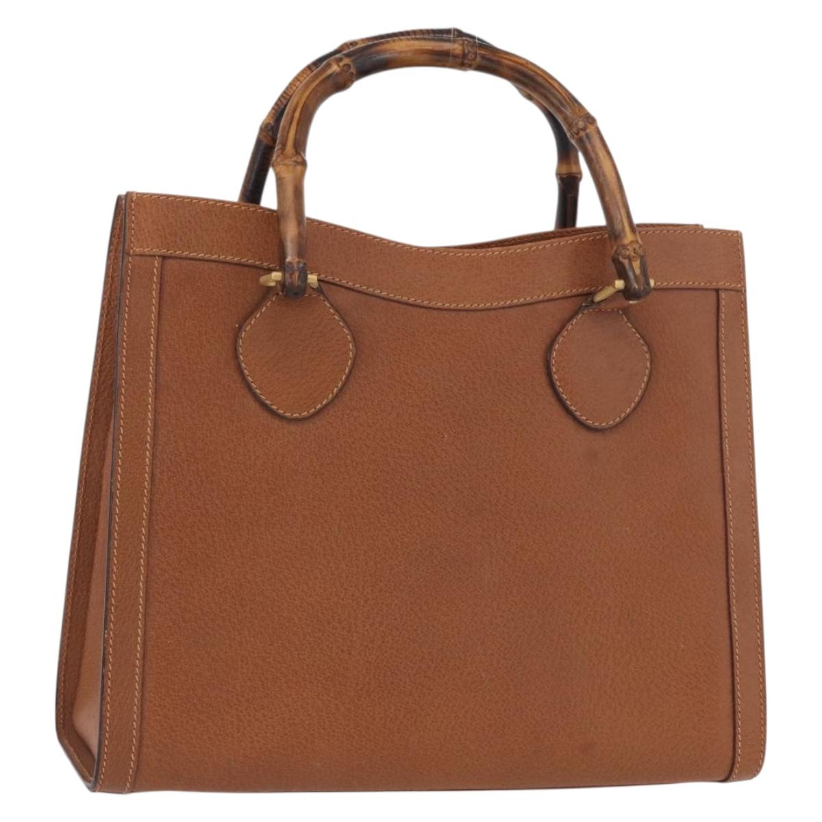 GUCCI Bamboo Hand Bag Leather Brown Gold 002 123 0260 Auth 172890
