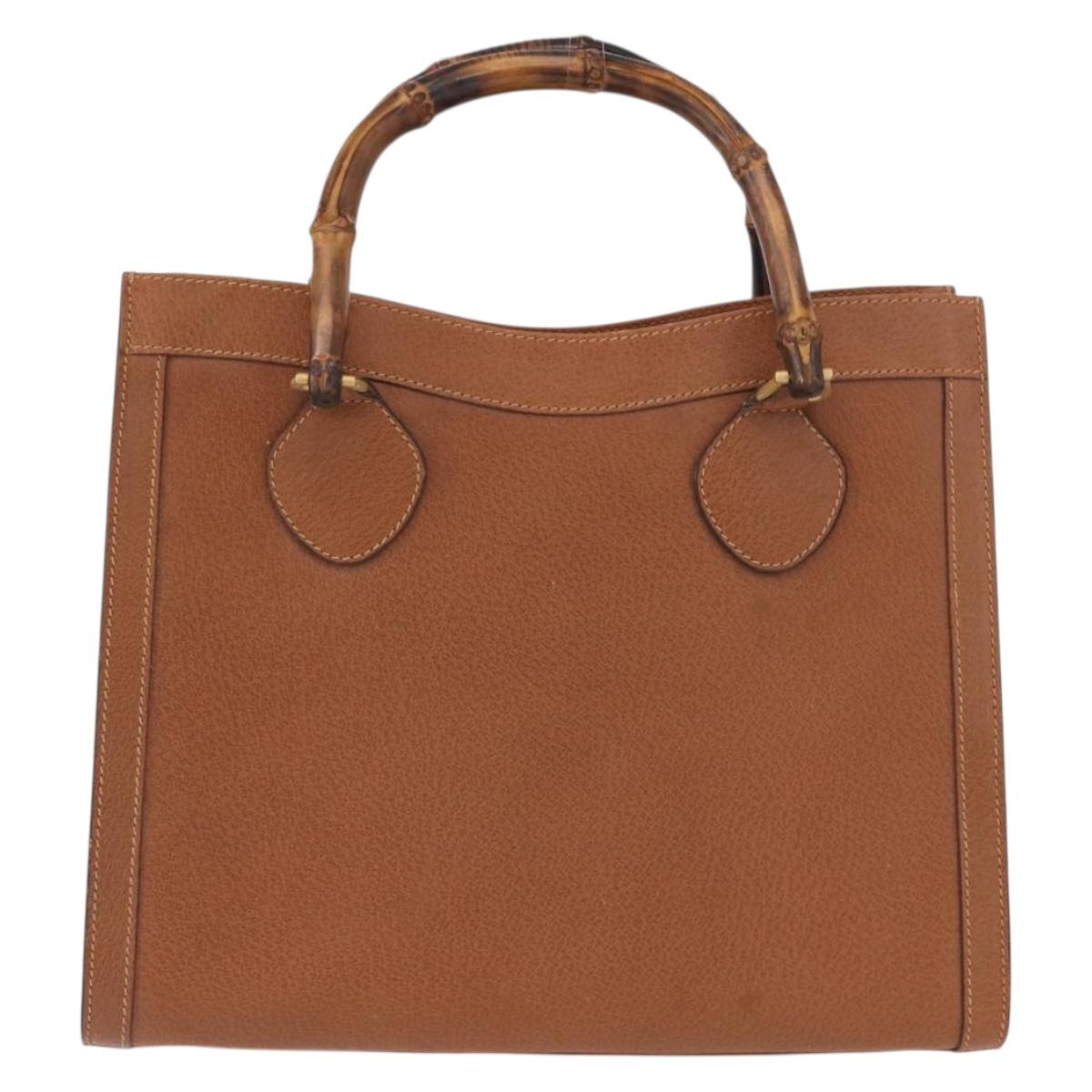 GUCCI Bamboo Hand Bag Leather Brown Gold 002 123 0260 Auth 172890