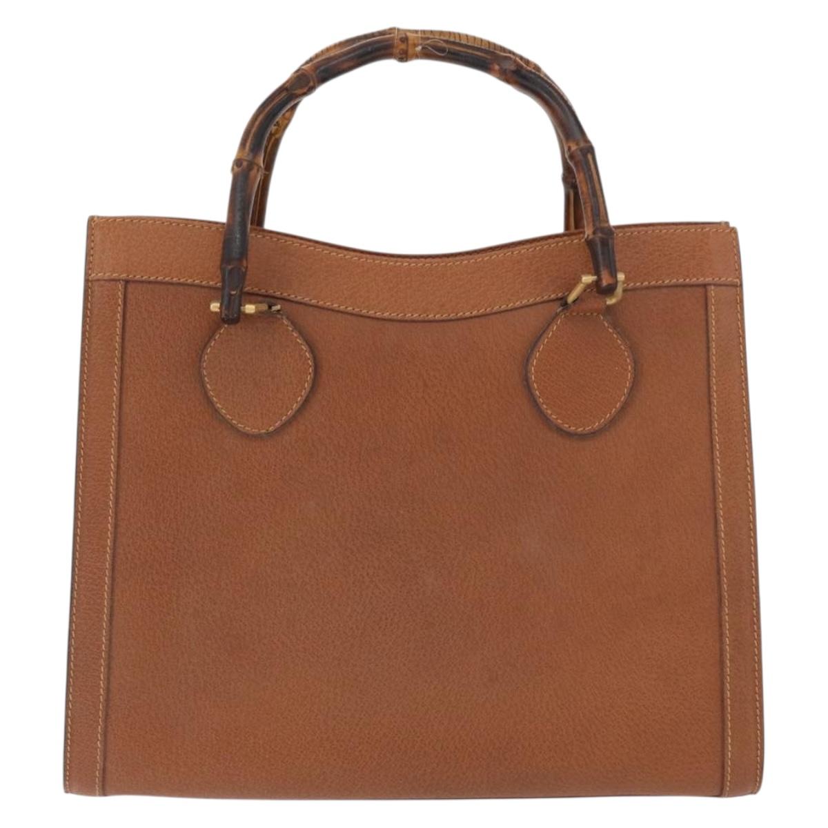 GUCCI Bamboo Hand Bag Leather Brown Gold 002 123 0260 Auth 172890