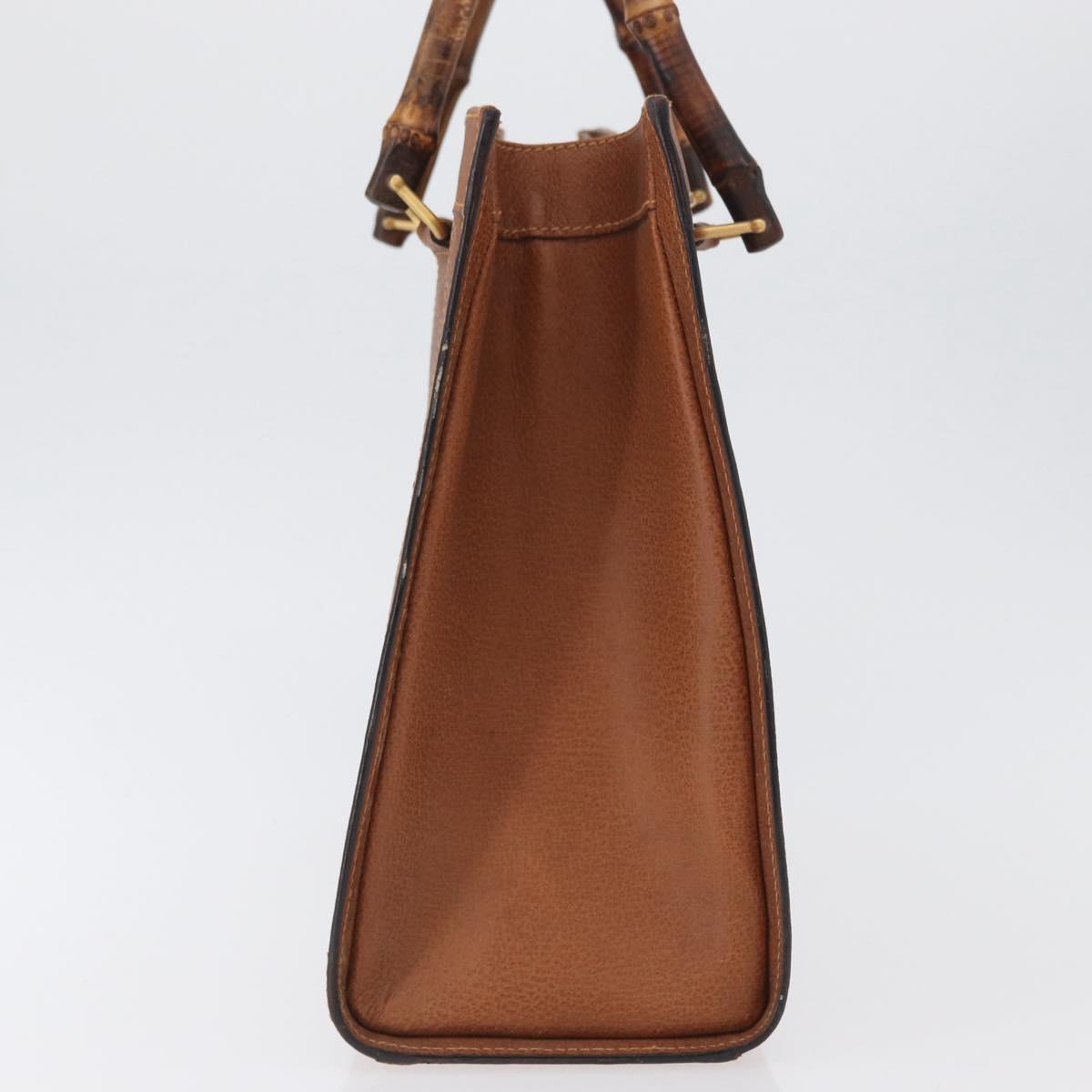 GUCCI Bamboo Hand Bag Leather Brown Gold 002 123 0260 Auth 172890