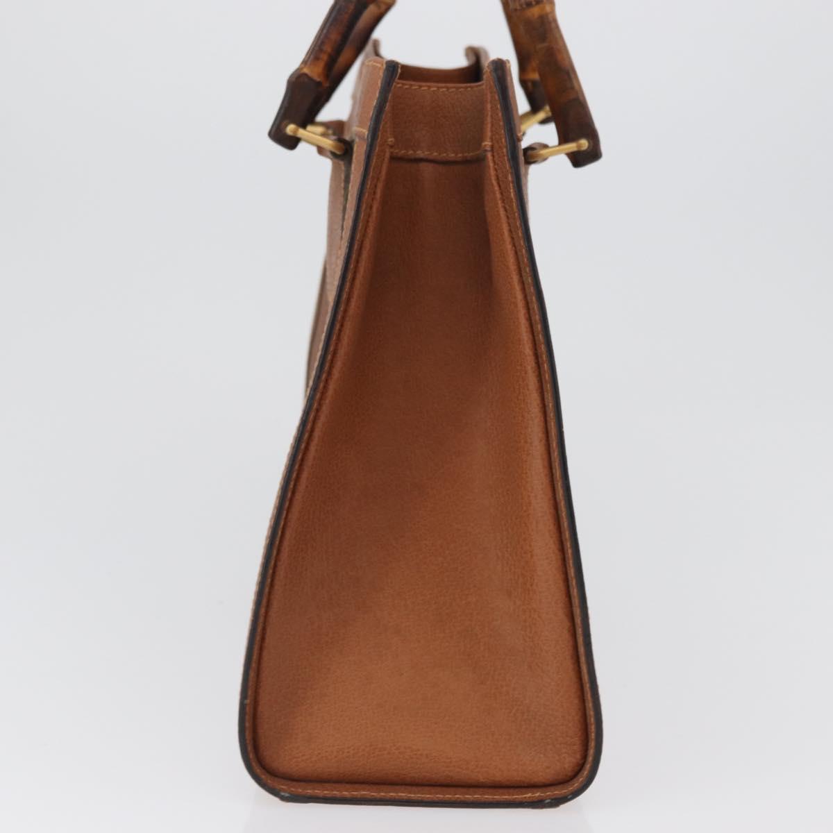 GUCCI Bamboo Hand Bag Leather Brown Gold 002 123 0260 Auth 172890