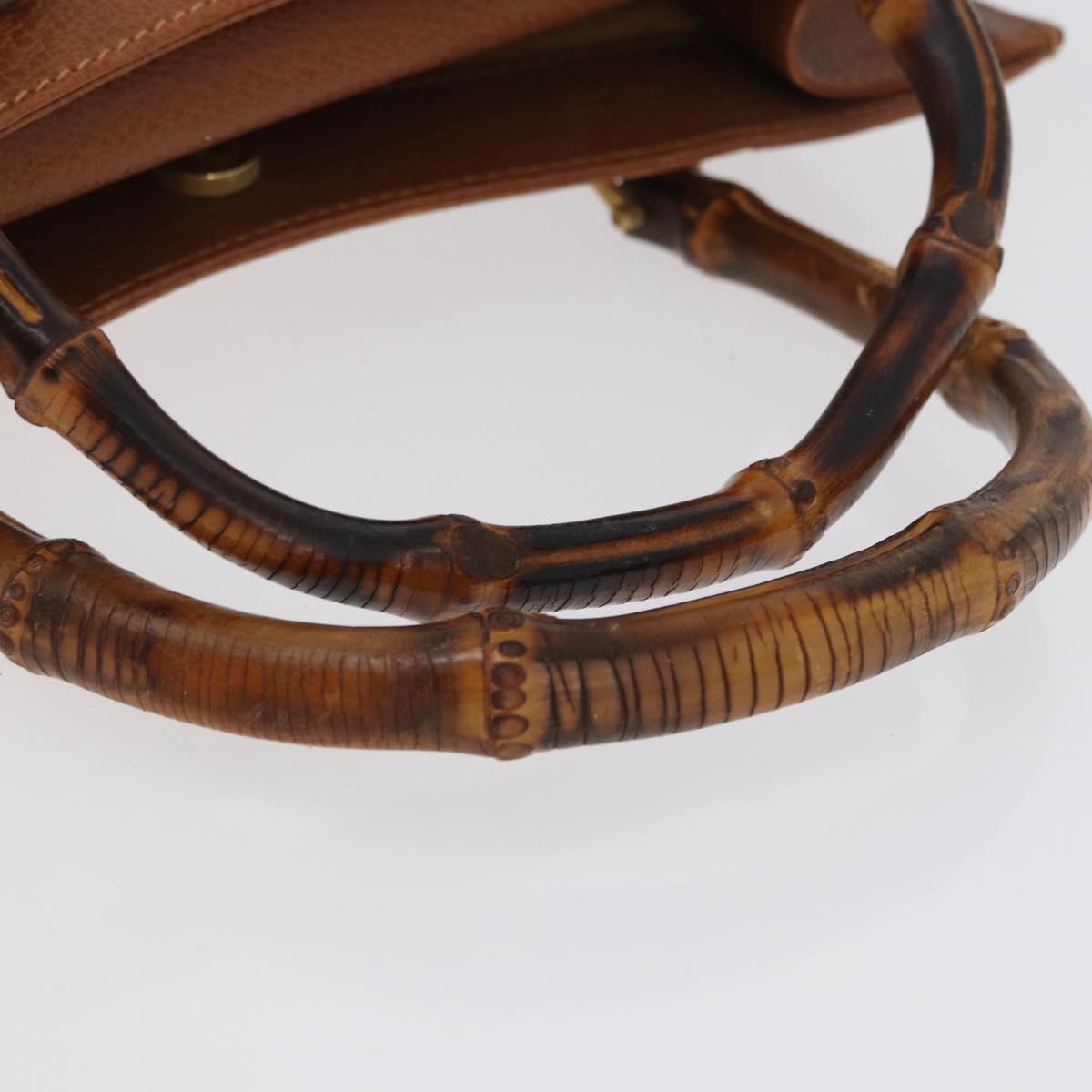 GUCCI Bamboo Hand Bag Leather Brown Gold 002 123 0260 Auth 172890