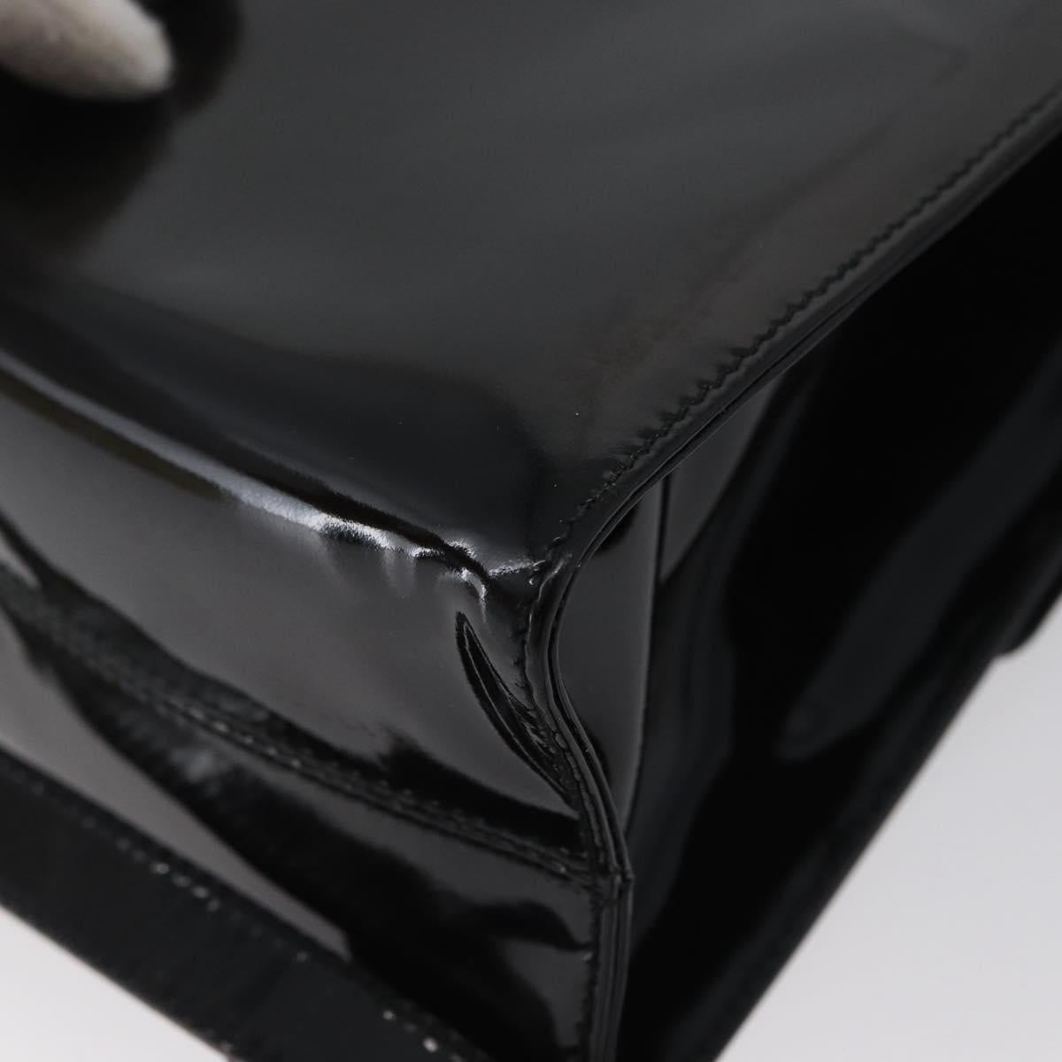 Salvatore Ferragamo Vala Hand Bag Patent leather 2way Black Gold Auth 172895